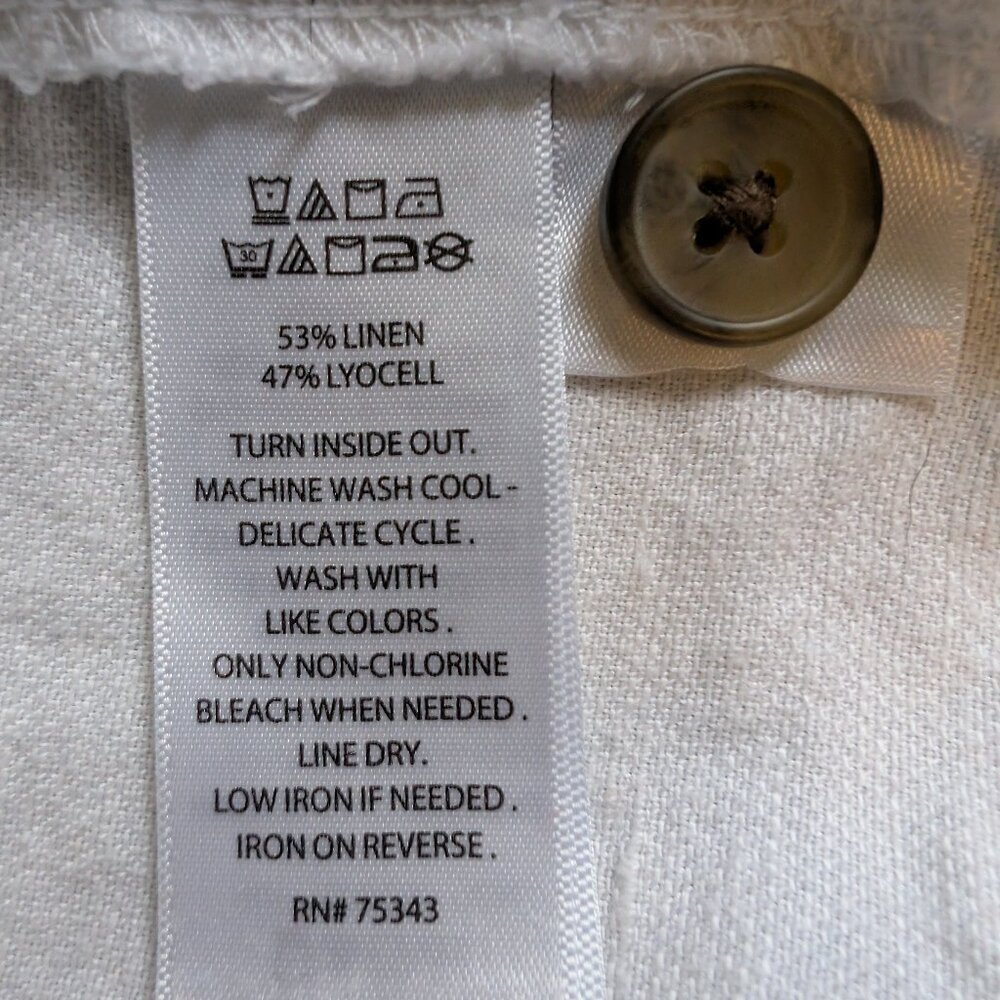 Nicole Miller White Linen Blend Cropped Jacket Button Front Utility Shirt M - Picture 7 of 11